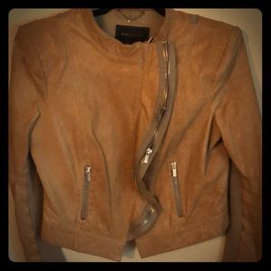 Power Shoulder Tan Leather Jacket